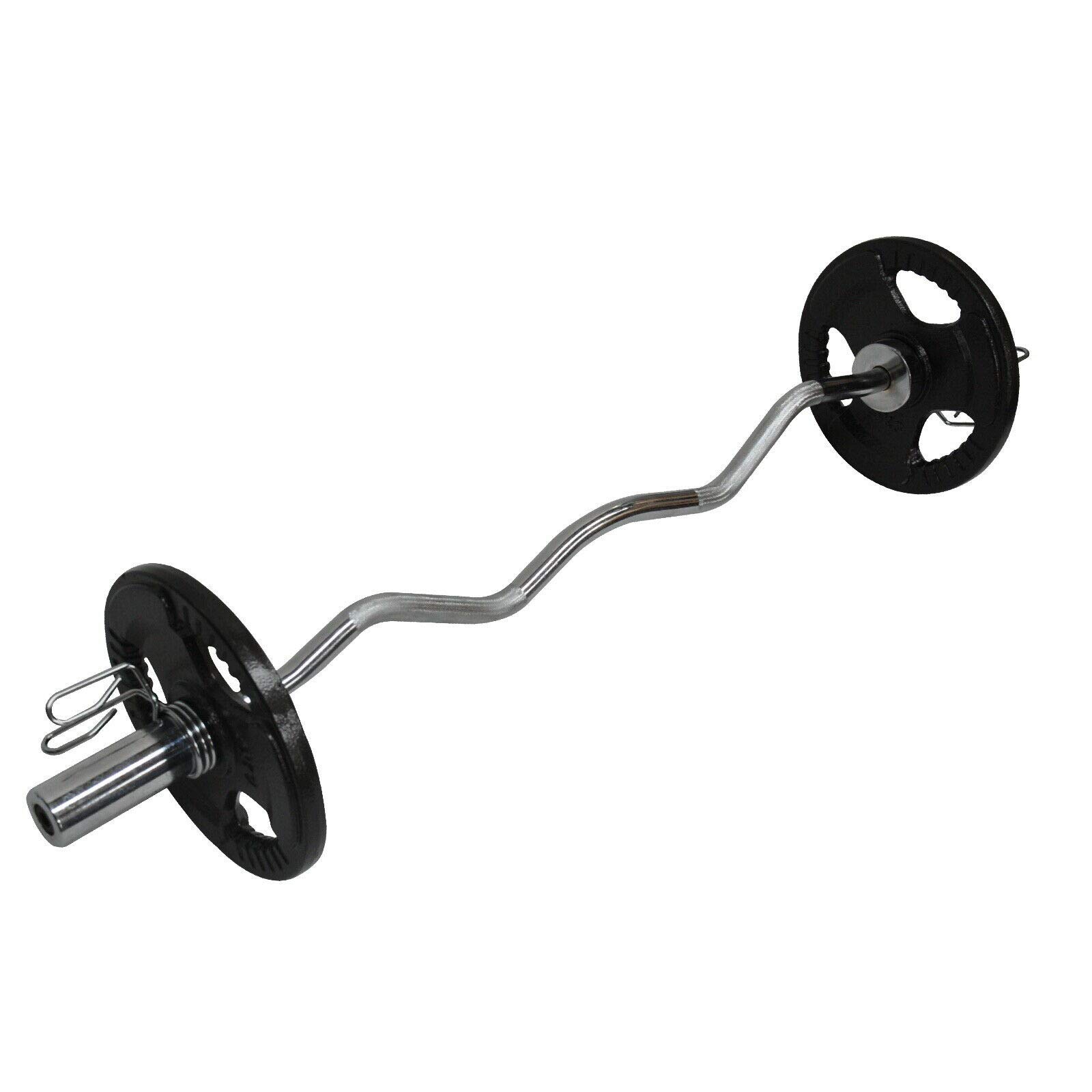 21kg Olympic Barbell Bar Weights - 120cm Curl Bar + 15kg Olympic Weight Plate - 7.5kg x 2