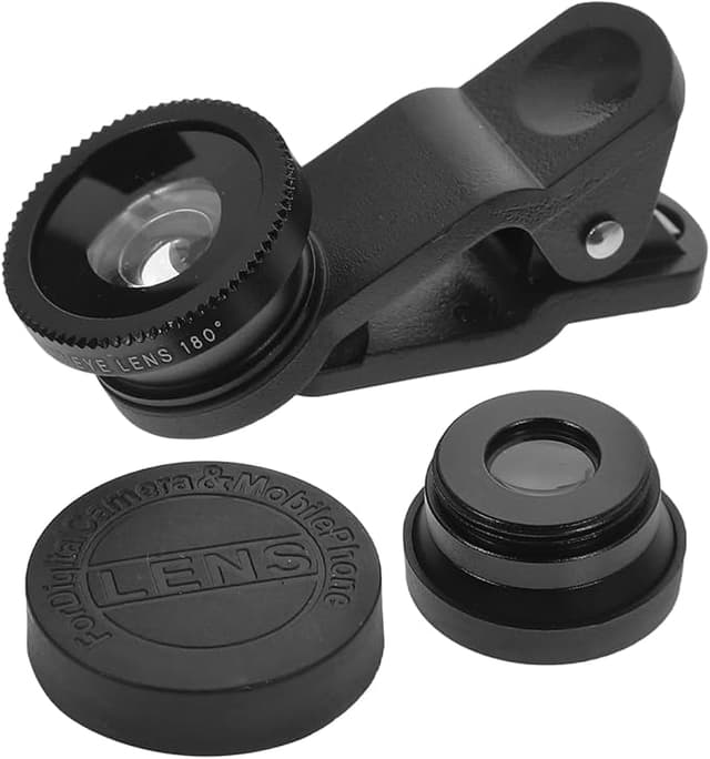 Universal Portable Cell Phone Camera Lens Super Wide Angle Lens Macro Lens and Fisheye Lens Clip On 3 in 1 Mobile Phone Lens Compatible for iPhone 6S/