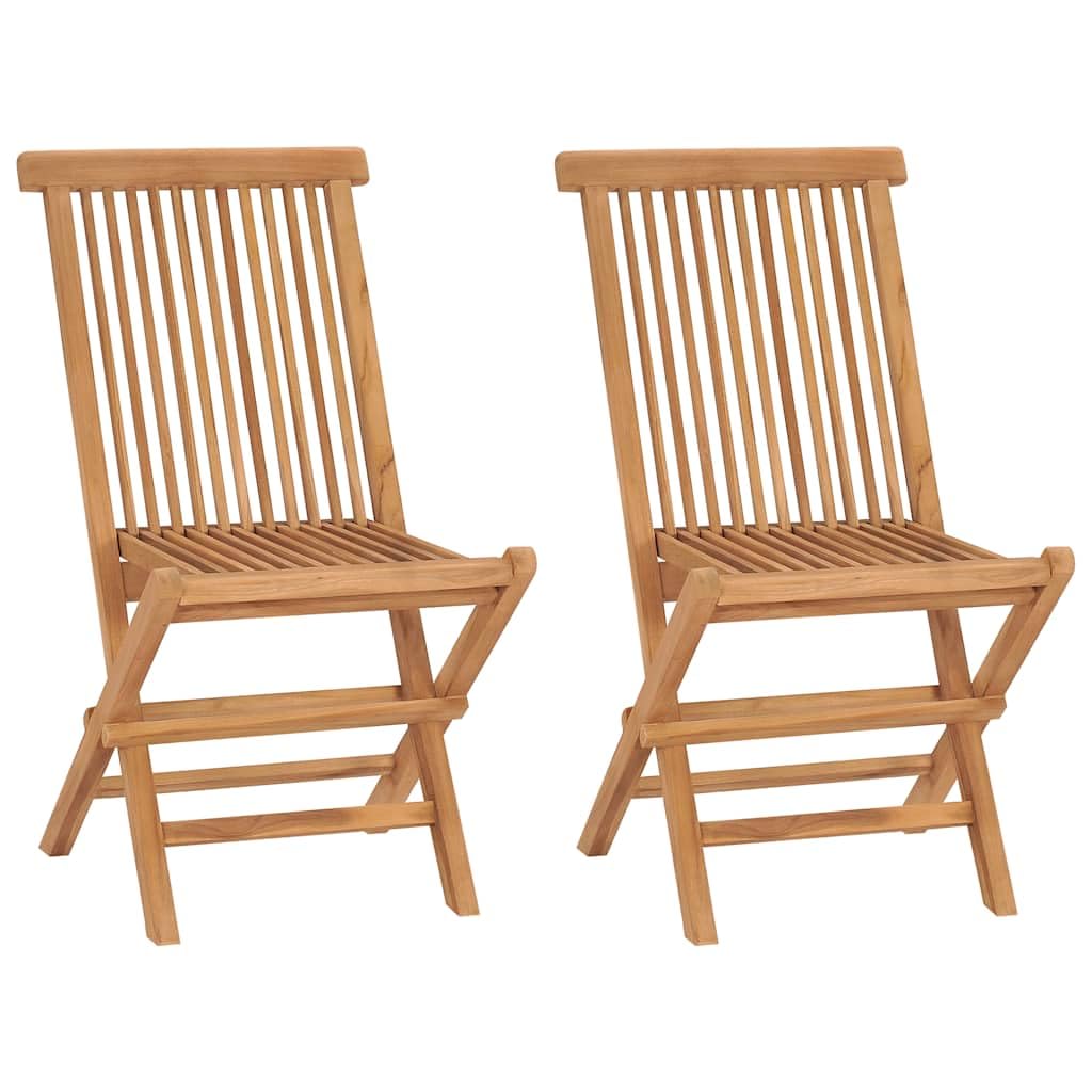 vidaXL Folding Garden Chairs 2 Pcs Solid Teak Wood