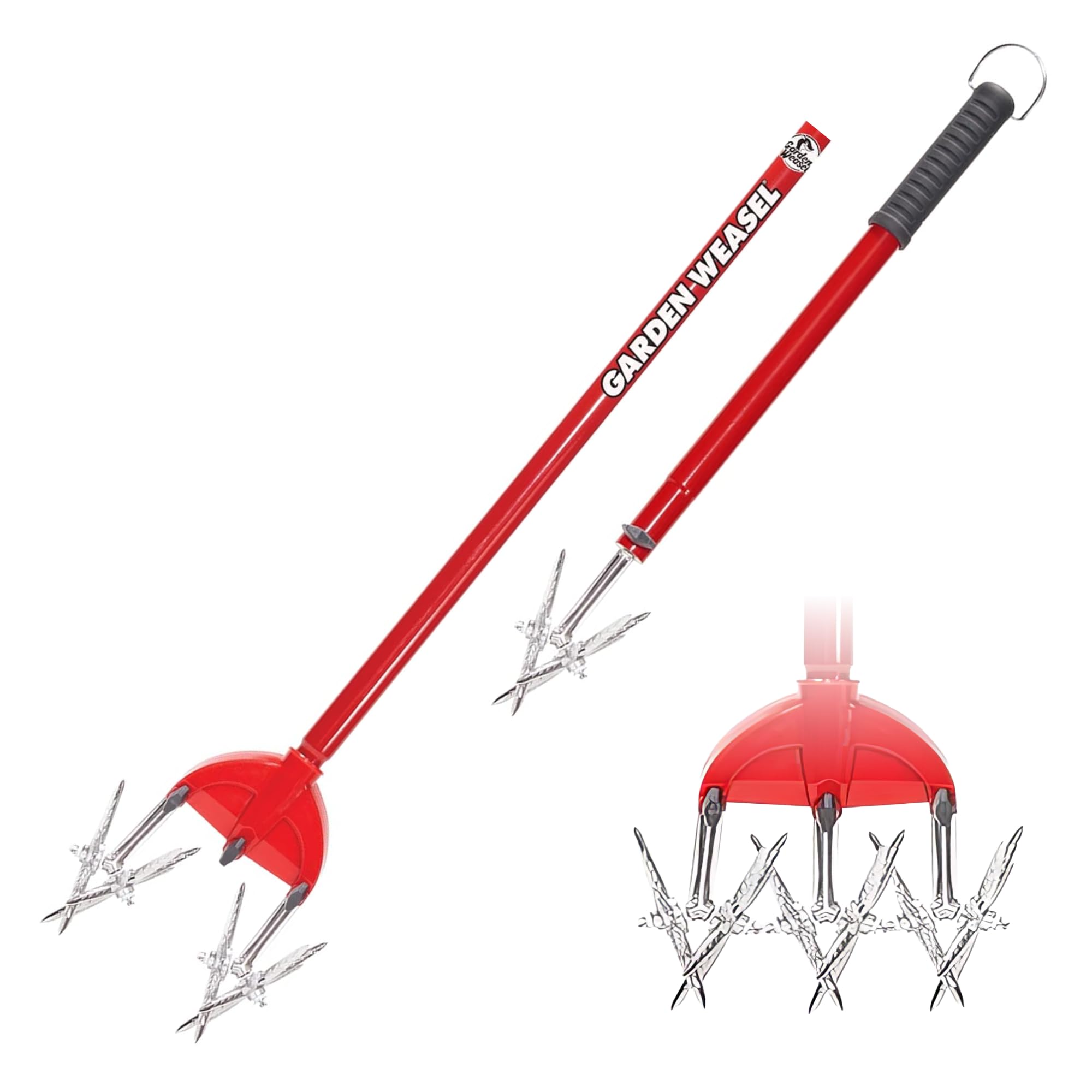 Garden Weasel 2-in-1 Rotary Cultivator 91206 - Garden Tiller With Detachable Tines - Manual Hand Ground Tiller - Weather And Rust Resistant