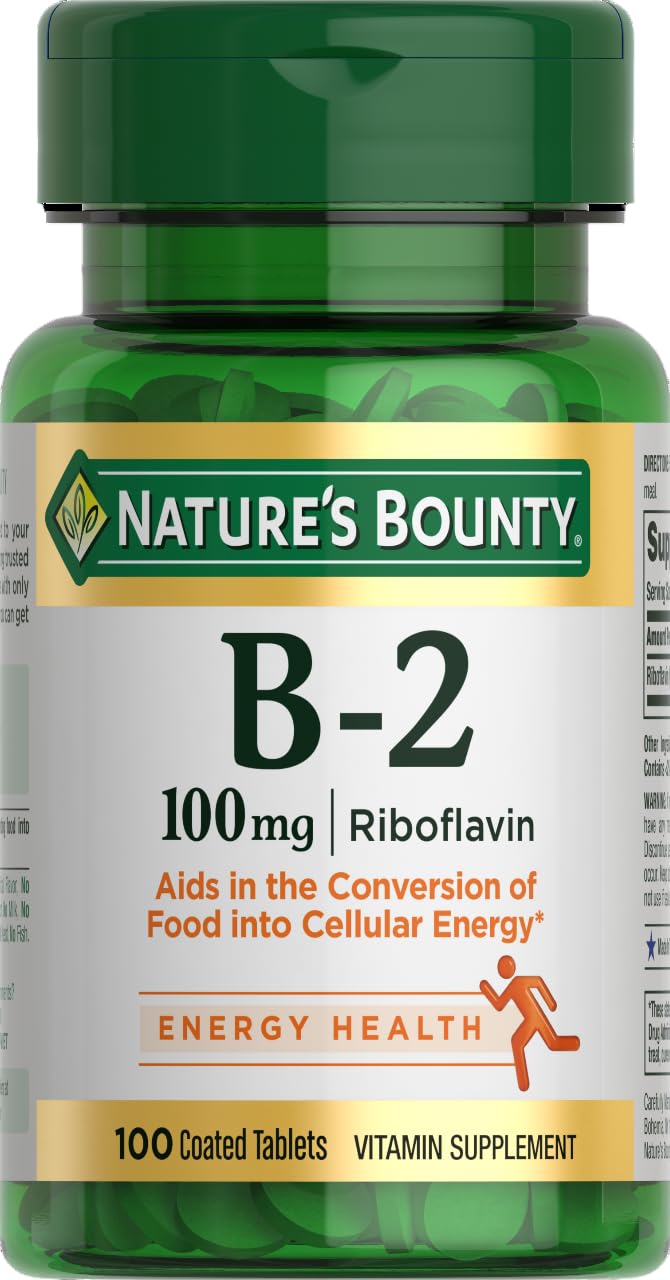 Nature's Bounty Vitamin B-2 100mg - 100 Coated Tablets