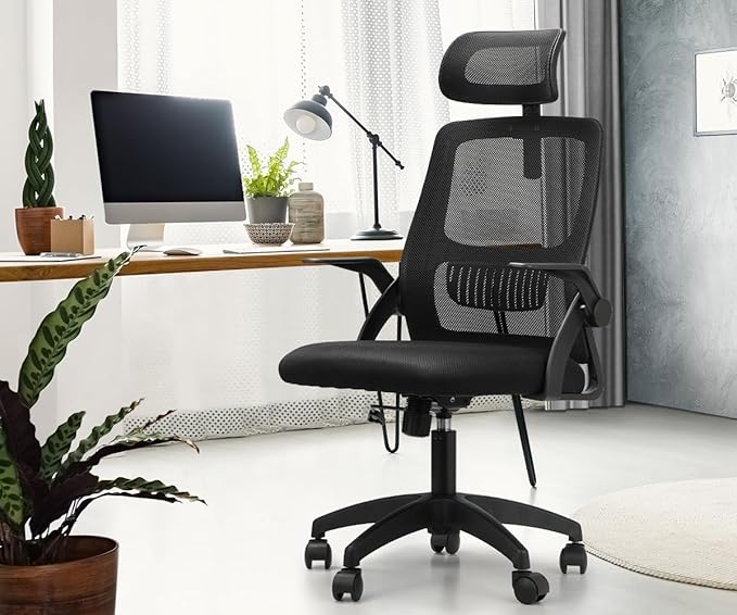 Oikiture Mesh Office Chair Fabric Tilt Black
