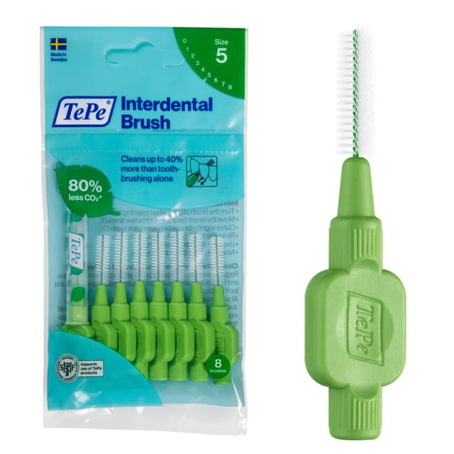 Tepe Green 0.8mm Interdental Brush - 8 Brushes