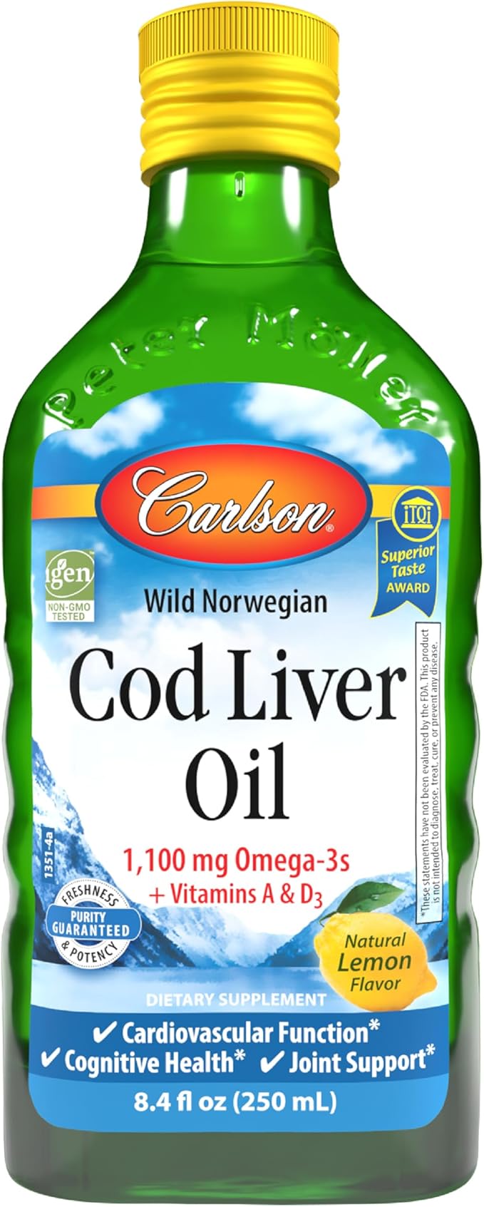 Carlson Labs Wild Norwegian Cod Liver Oil - Lemon - 8.4 fl oz (250 ml)