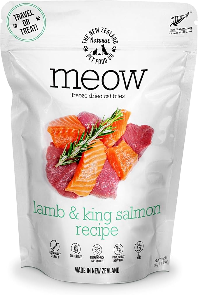 Meow Freeze Dried Cat Food Lamb & Salmon 50g
