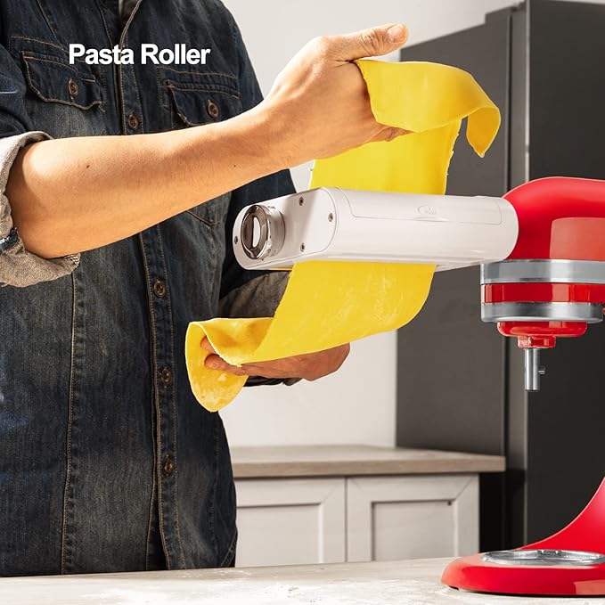 Antree Pasta Maker Attachment For KitchenAid Stand Mixers With Pasta Drying Rack & Cleaning Brush, 3-1 Set Includes Pasta Sheet Roller, Spaghetti