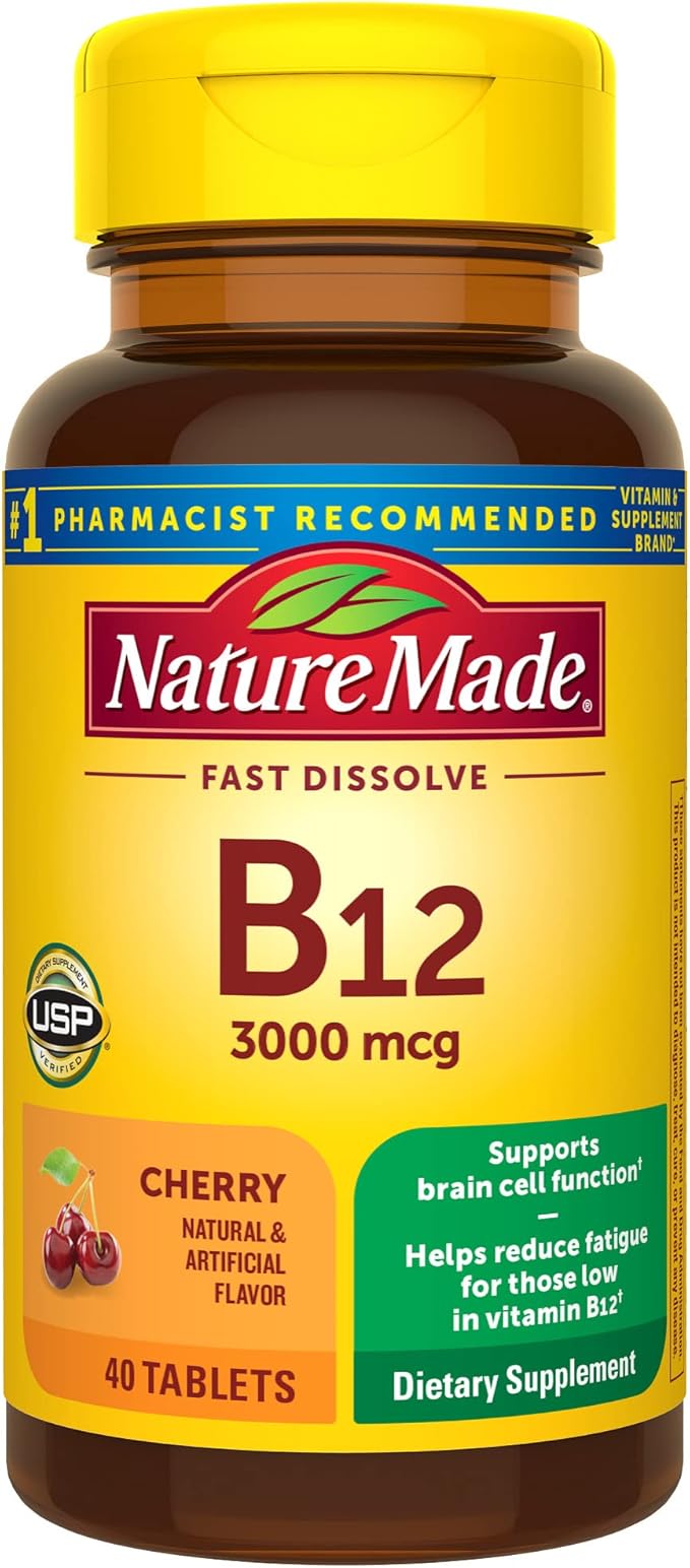 Nature Made Vitamin B-12 Sublingual Cherry, 3000 mcg, Lozenges - 40 count