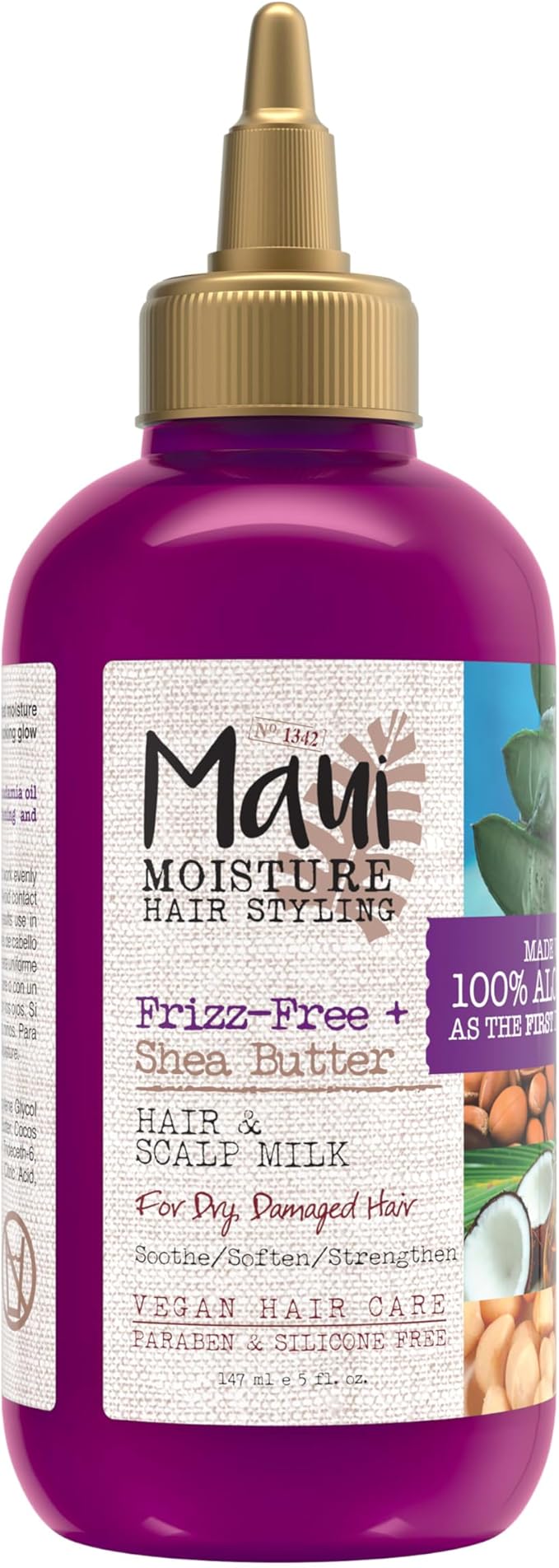Maui Moisture, Hair Styling, Hair & Scalp Milk, Frizz-Free + Shea Butter, 5 fl oz (147 ml)