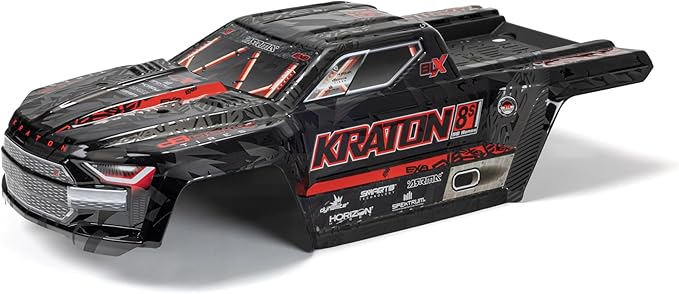 Arrma Kraton 8S Painted Decalled Trimmed Body, Black with Red Decals