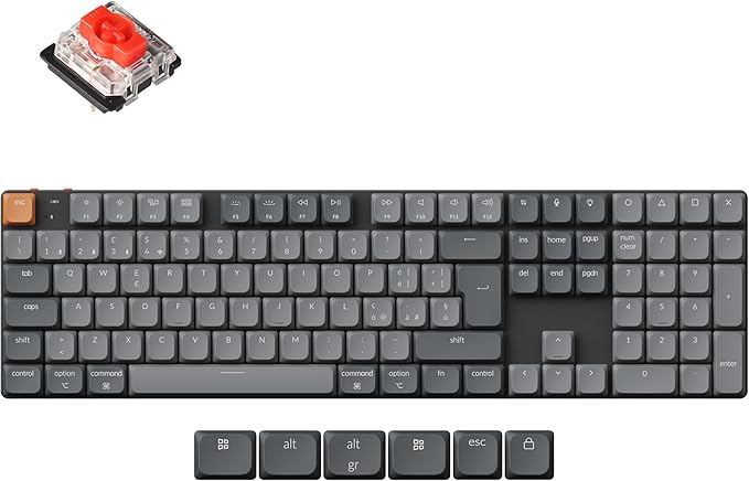 Keychron V5 Max QMK/VIA Wireless Red Switch Mechanical Keyboard - Carbon Black (Fully Assembled Knob)