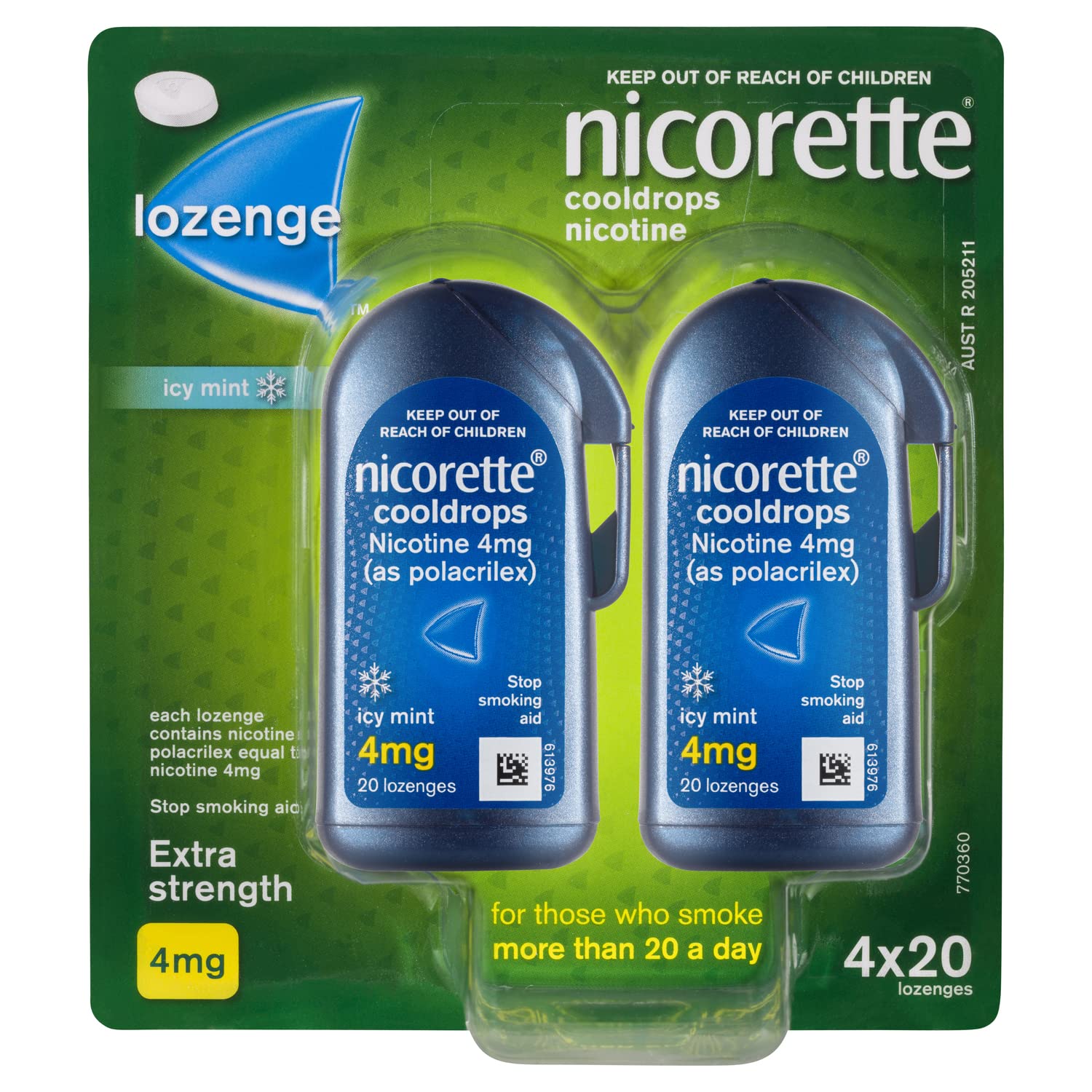 Nicorette Cooldrops Nicotine Lozenges 4MG 160 Icy Mint Value Pack