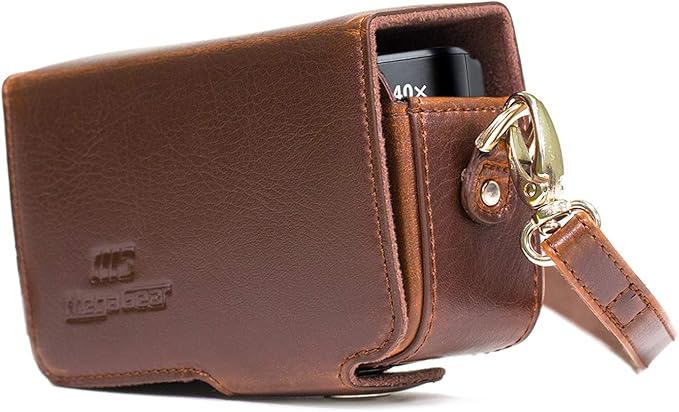 MegaGear Canon PowerShot SX740 HS, SX730 HS Leather Camera Case with Strap, Dark Brown