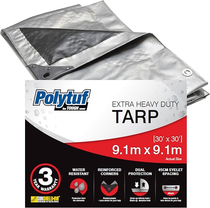 Polytuf Extra Heavy Duty Tarp 9.1 x 9.1m