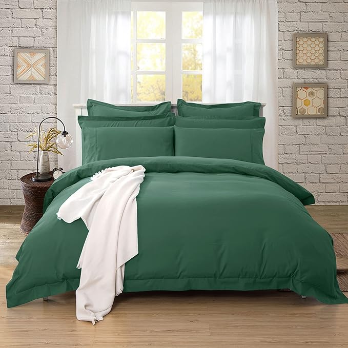 Fabric Fantastic 1000TC Tailored Queen Size Quilt/Doona/Duvet Cover Set - Dark Green