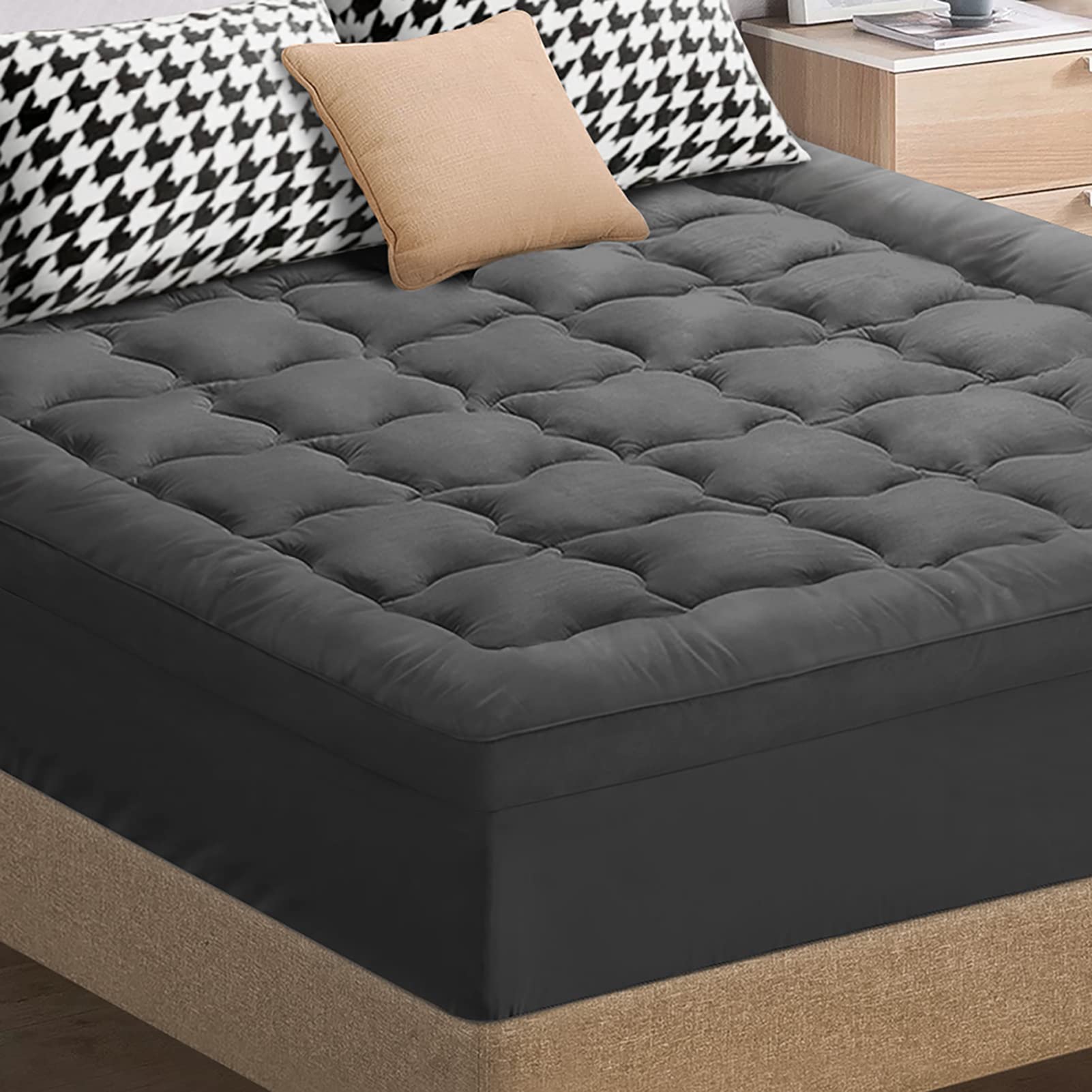 Starry Eucalypt Pillowtop Mattress Topper 7cm Charcoal King