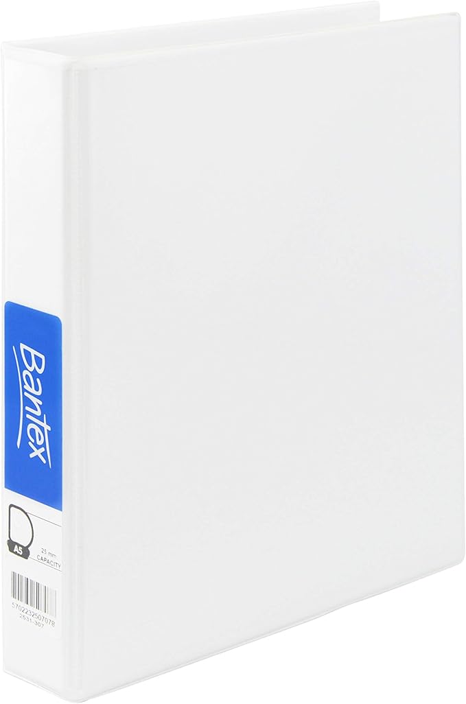 Bantex Insert Binder A5 25mm 2D Ring White