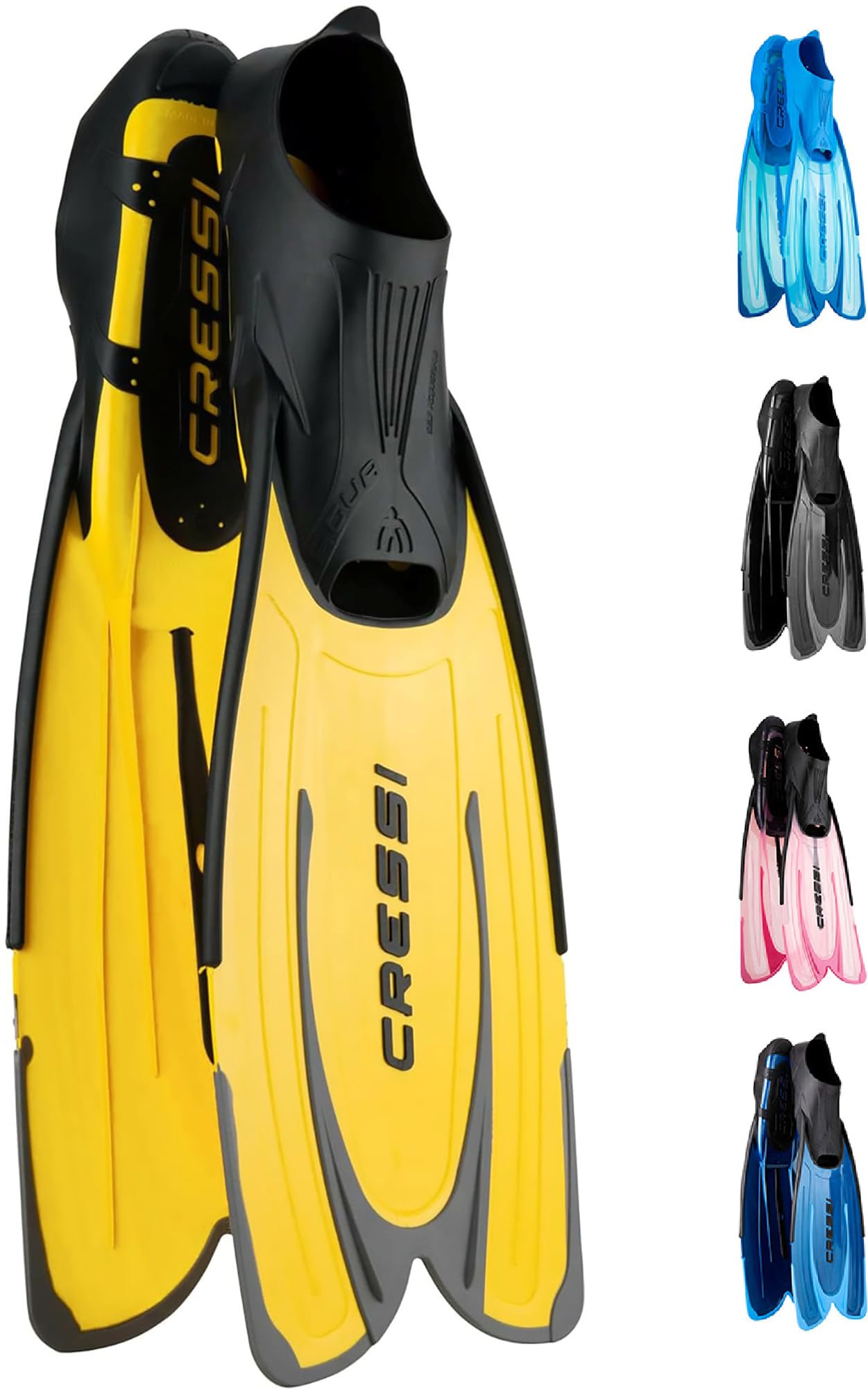 Cressi Agua Snorkeling Fins - Yellow | Rubber - Swimoutlet.com
