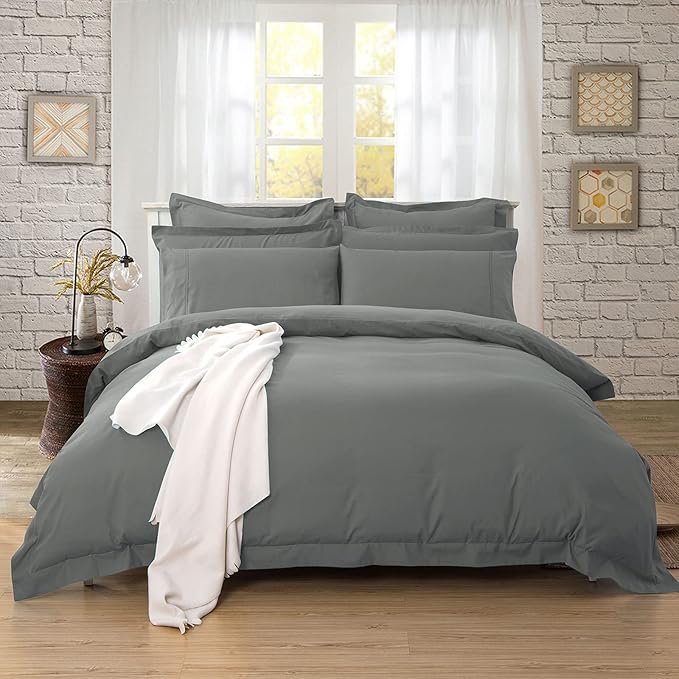Fabric Fantastic 1000TC Tailored Double Size Quilt/Doona/Duvet Cover Set - Charcoal