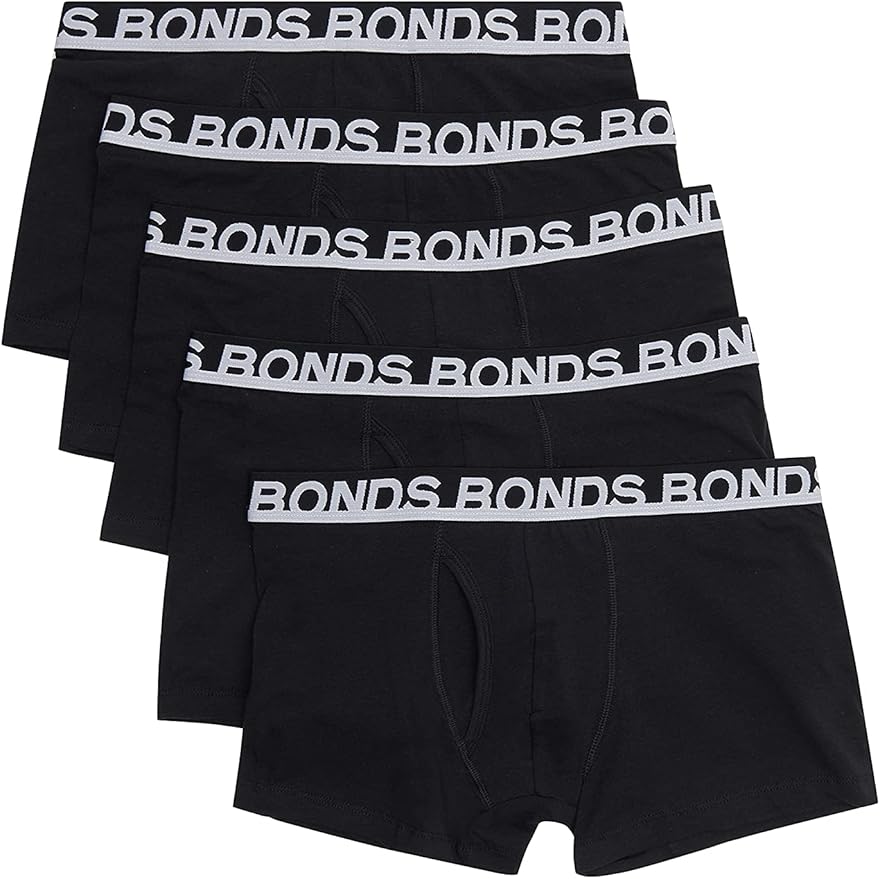 3 x Bonds Mens Everyday Trunks Underwear Black Stripe/Grey/Black