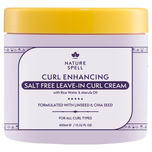 Curl Defining Leave in Curl Cream For Curly Hair by Nature Spell Infused With Rice Water & Linseed, For All Curl Types, Leave in Styling Cream. 100%