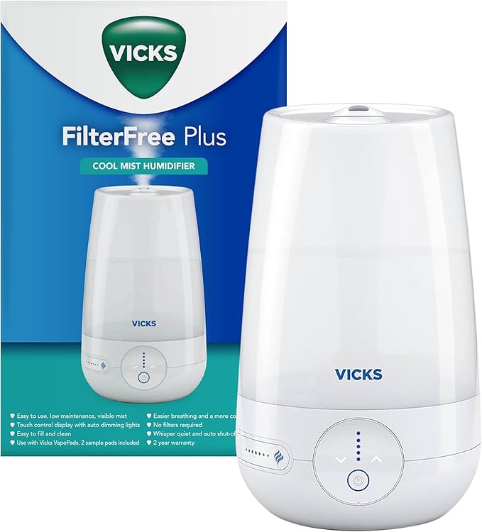 Vicks Ultrasonic Cool Mist Humidifier 4.5L for Medium to Large Room, Office, Dining or Living Area, Rotating Mist Nozzle