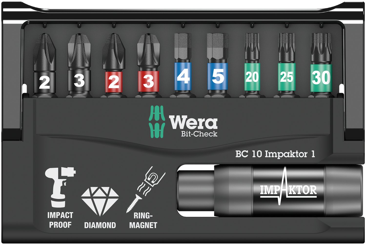 Wera 05073980001 Bit-Check 10 Impaktor 1 SB Bits-assortment
