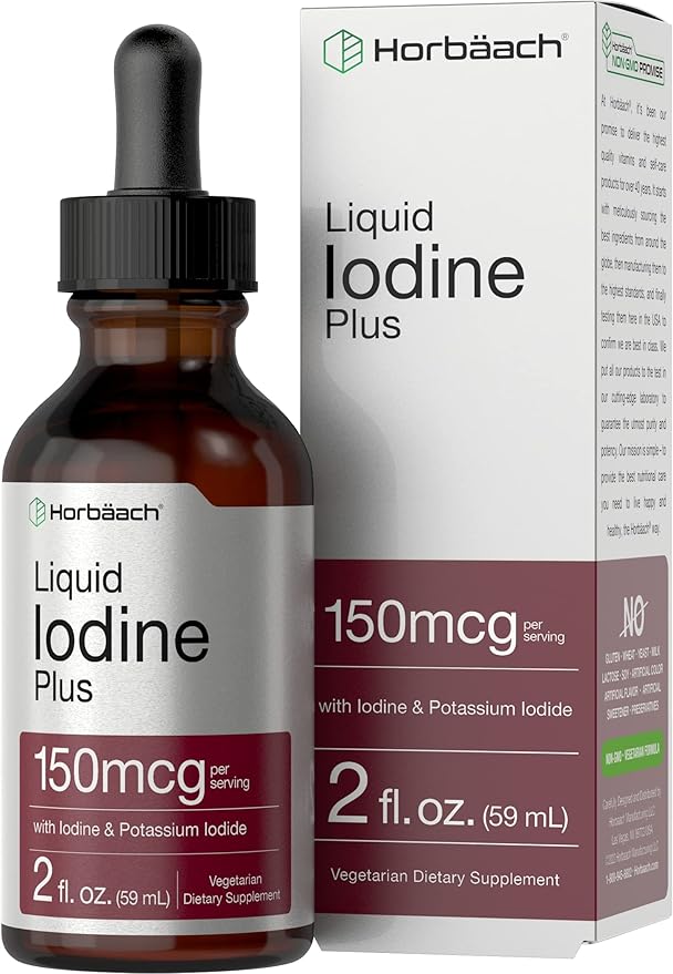 Liquid Iodine Solution Drops | 2 fl oz | 150 mcg | Iodine & Potassium