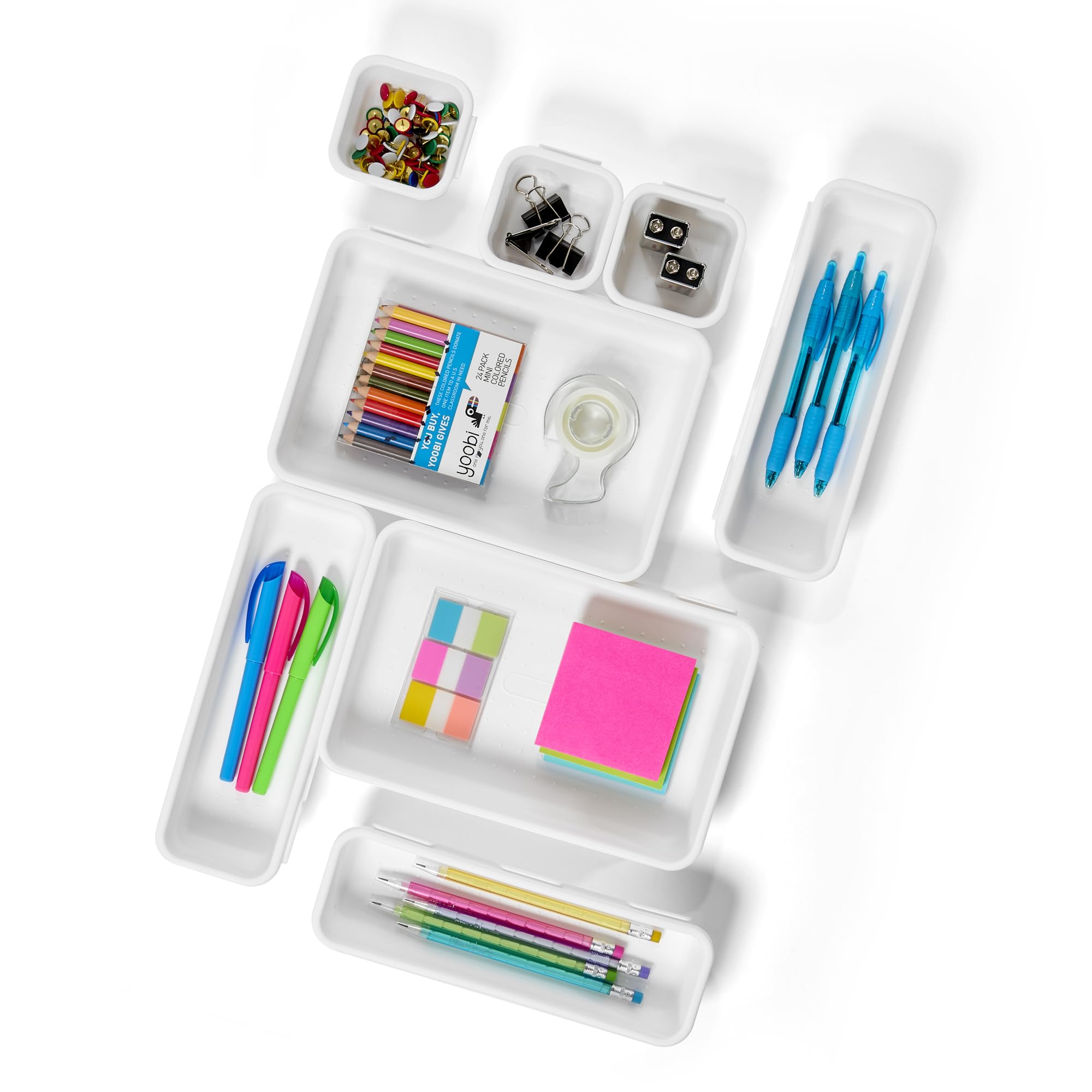 Madesmart Antimicrobial 8-Piece Interlocking Bin Pack Customizable Multi-Purpose Drawer, One Home Organization, EPA Certified, Carbon