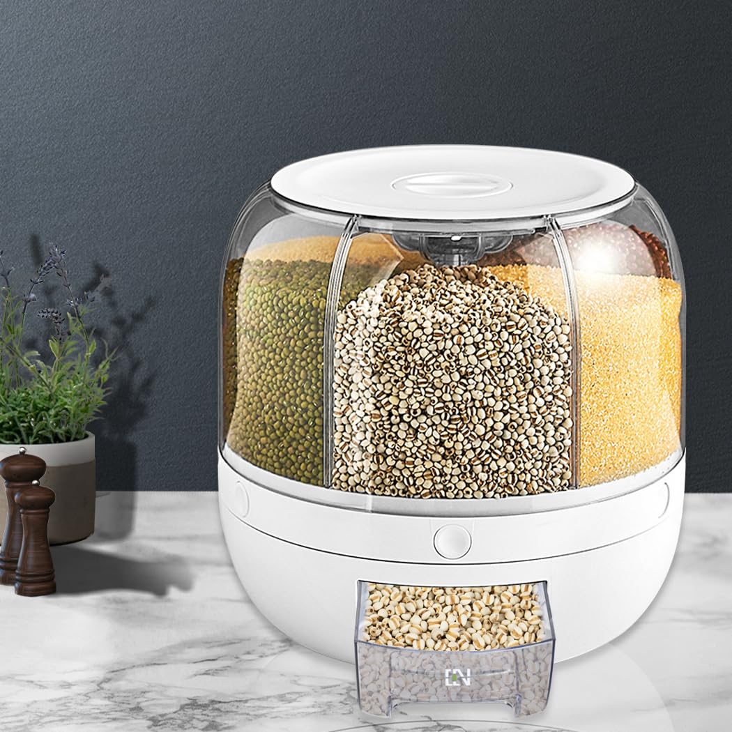 Toque Grain Storage Cereal Dispenser Rice Container Kitchen Rotating Food Case