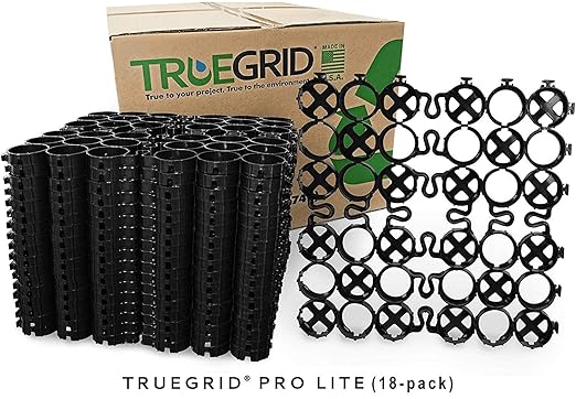 TRUEGRID | Pro Lite Permeable Pavers Designed As Driveway Pavers, Grass Shed Base, Patio RV Pad, Gravel, DIY Outdoor 120,000 LB Load Class Pack of 18