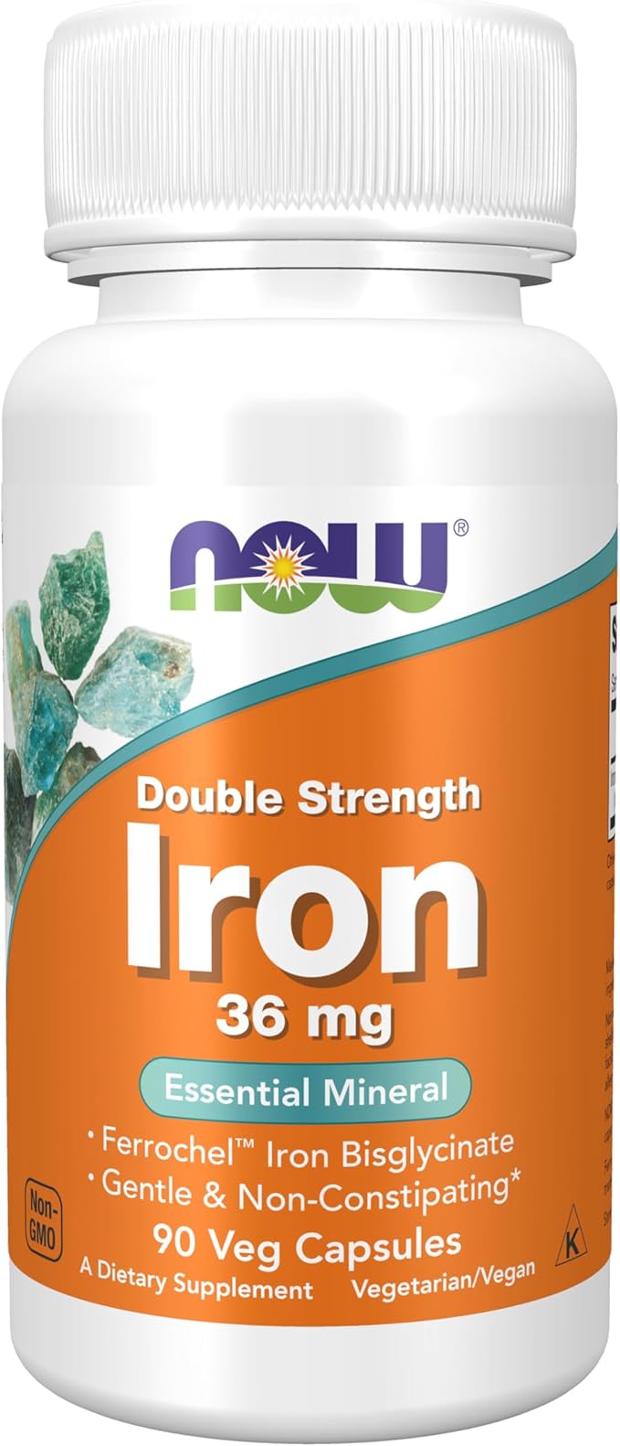 Now Foods Iron 36 MG Double Strength 90 Veg Capsules