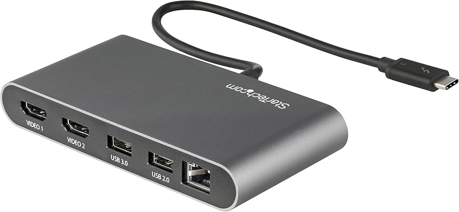 StarTech Thunderbolt 3 Mini Dock - Portable Dual Monitor w/HDMI 4K 60Hz - 2x USB-A