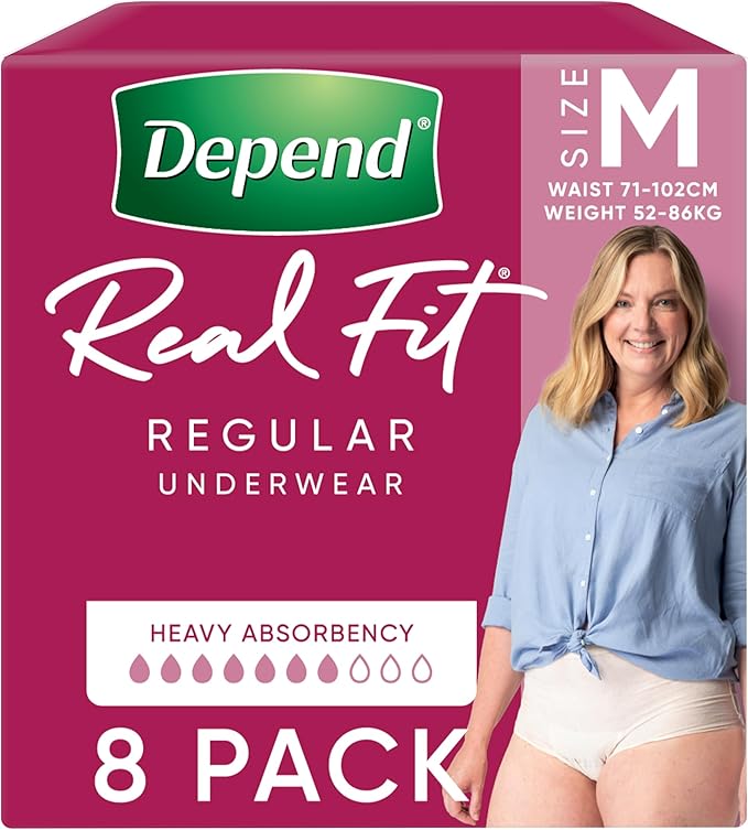 Depend Real Fit Underwear for Women Medium 8 Pack