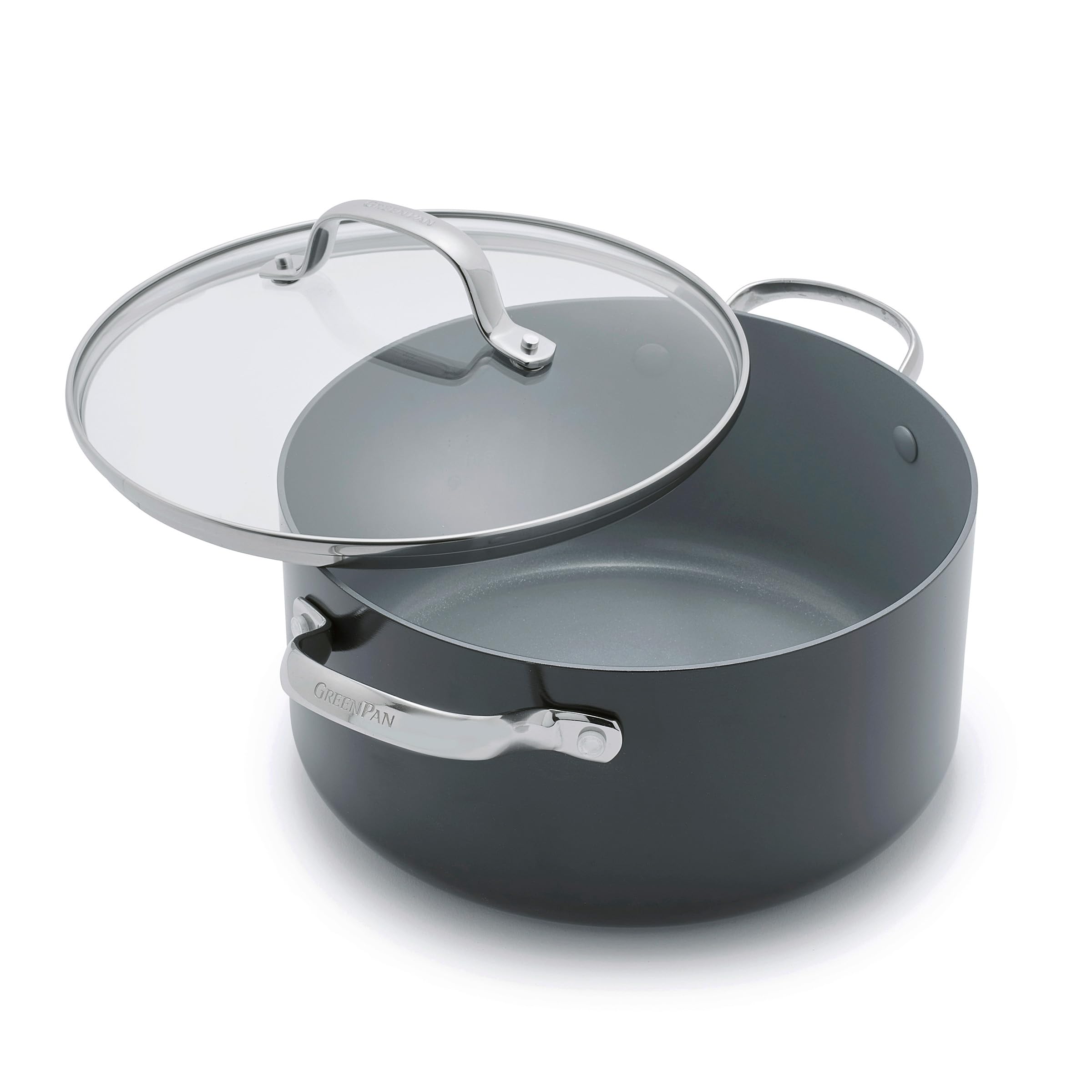 GreenPan Valencia Pro Hard Anodized Healthy Ceramic Nonstick 5QT Stock Pot with Lid, PFAS-Free, Induction, Dishwasher Safe, Oven Safe, Gray