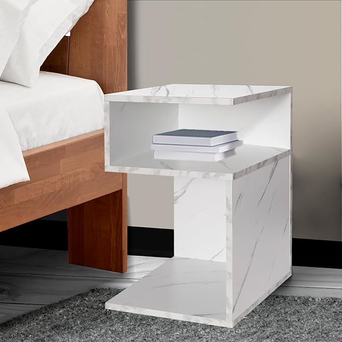 Levede Bedside Table/Storage Cabinet (White)