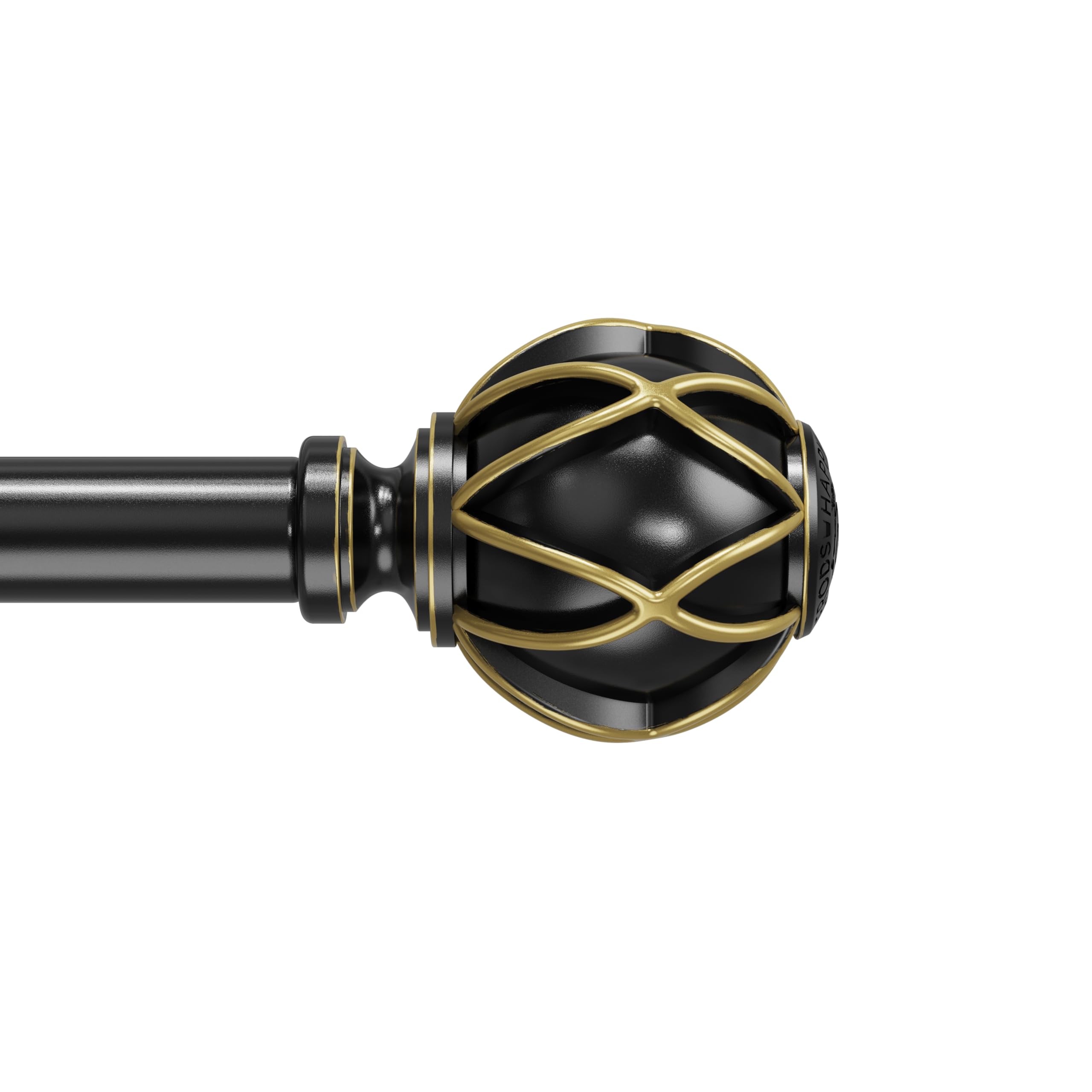 Curtain Rods for Windows 20 to 70 or 75 Inches Max,Adjustable Length Heavy Duty Rod,Decorative Finials,Black