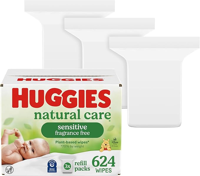 Huggies Natural Care Sensitive Baby Wipes Unscented 2 Refill Packs (352 Wipes Total)
