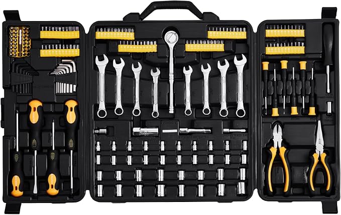 VEVOR 221-Piece Mechanics Tool Set 1/4" and 3/8" Drive Sockets SAE and Metric