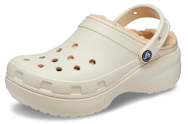 Crocs Women's Classic Platform Lined Clog; Bone, W5