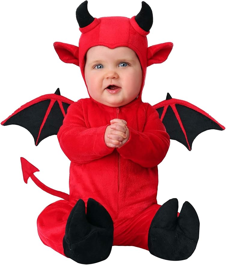Adorable Devil Infant Costume | Baby Halloween Costumes | Kids | Unisex | Black/Red | 9/12mo | Fun Costumes