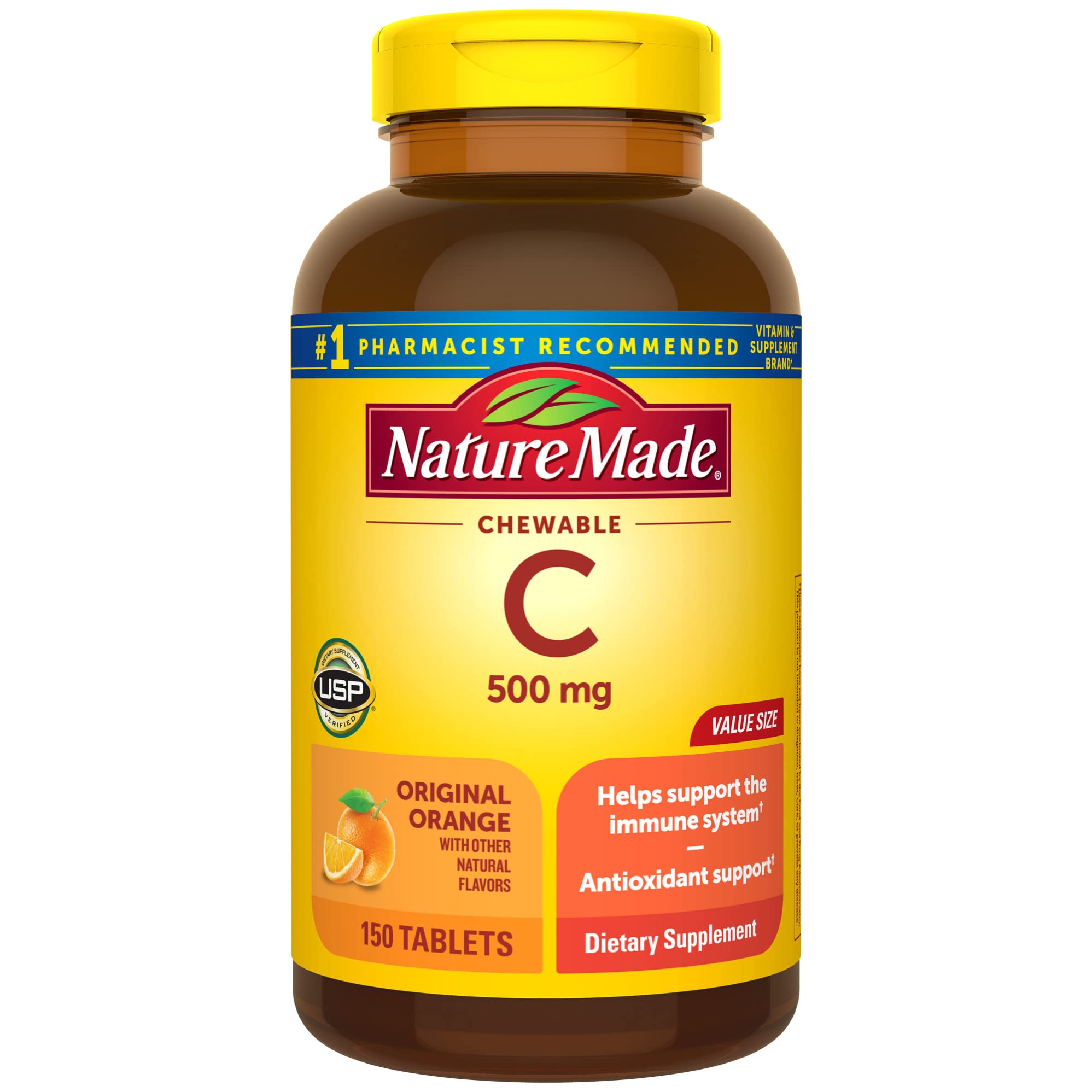 Nature Made Chewable Vitamin C 500 MG Tablets, 150 EA