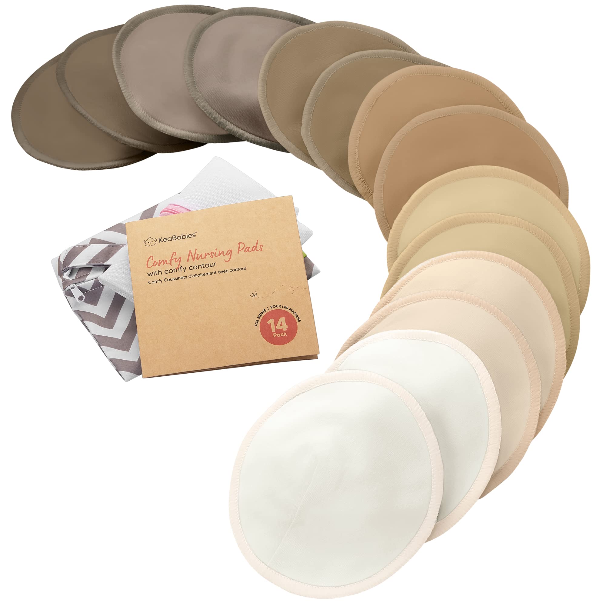 KeaBabies 14-Pack Organic Bamboo Nursing Breast Pads, Size: Large 4.8