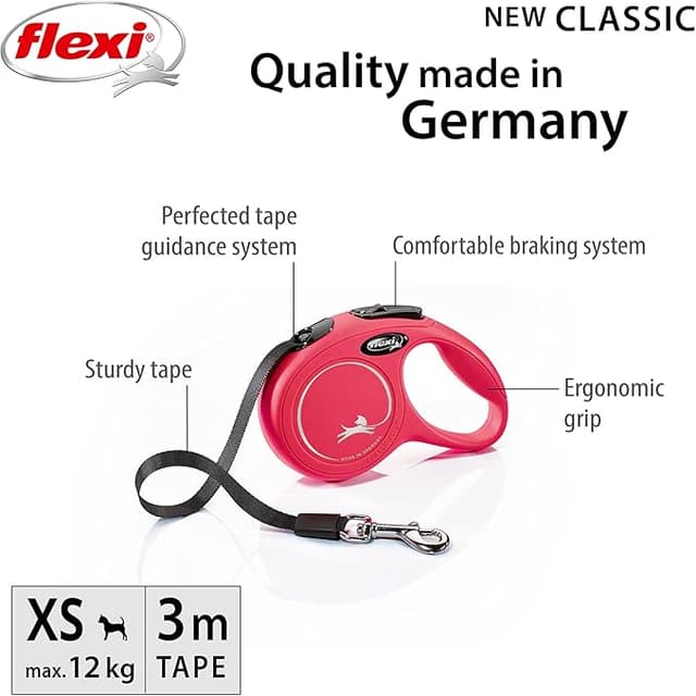 Flexi Classic Tape Retractable Dog Lead Red XS