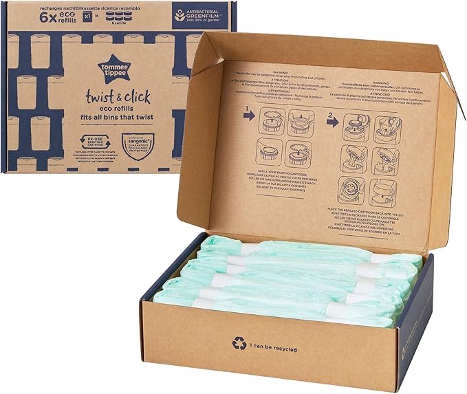 Tommee Tippee, Twist & Click Nappy Bin Eco-Refills - 3 Pack