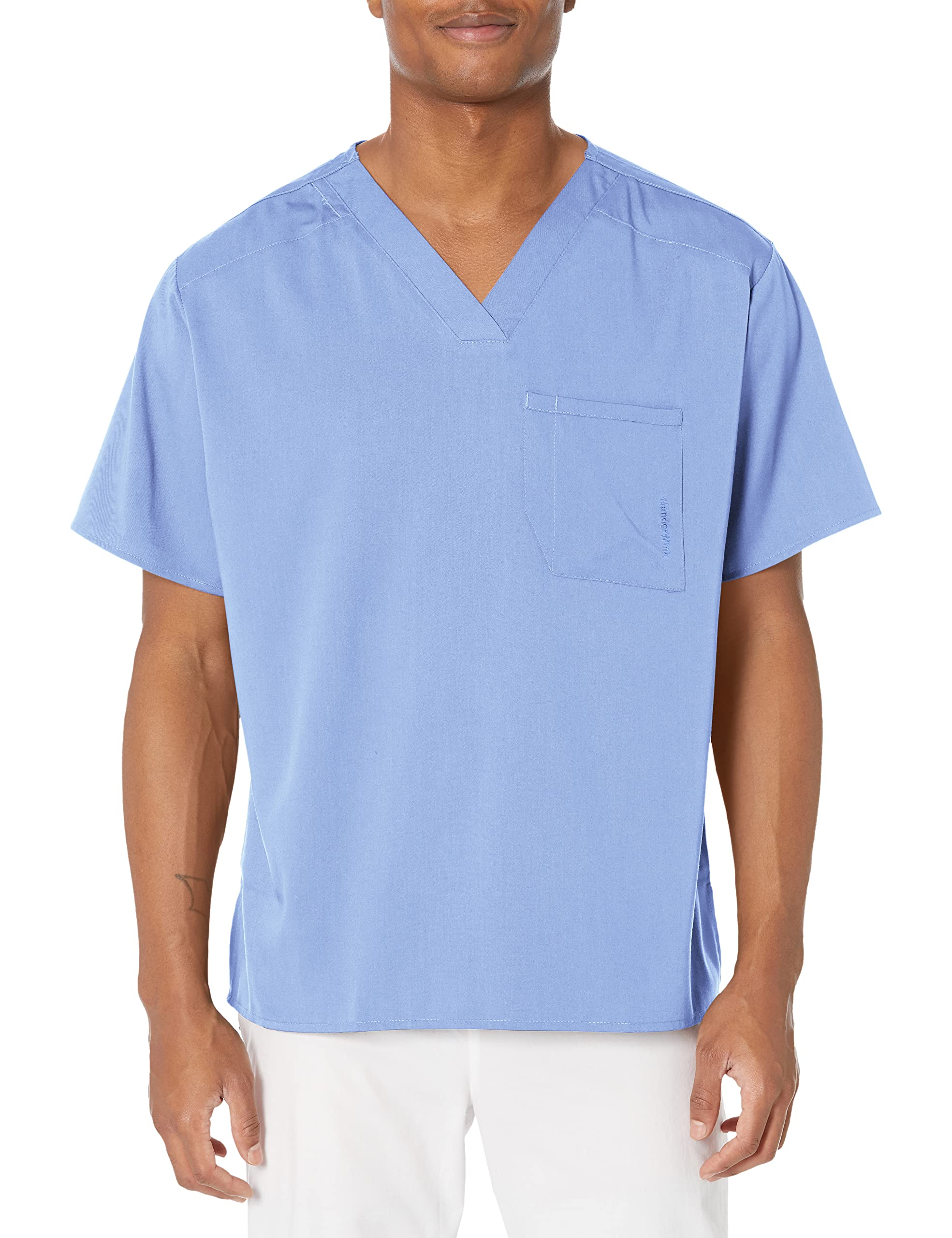 6355 WonderWink W123 Mens V-Neck Top, Teal Blue / XL