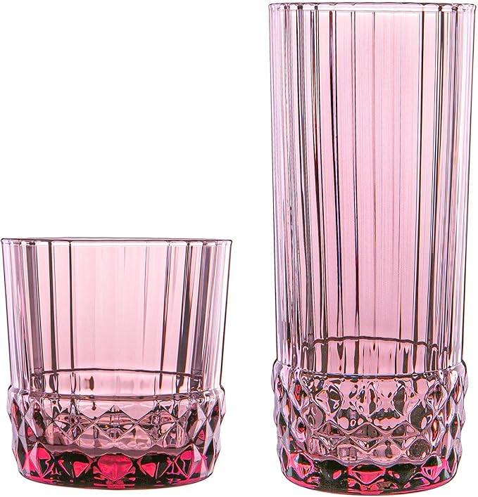 Bormioli Rocco 12pc America '20s Glassware Set - 300ml/400ml - Lilac Rose