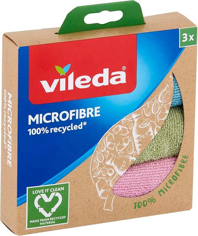 Vileda Microfibre 100% Recycled Cloth - 3 Pack