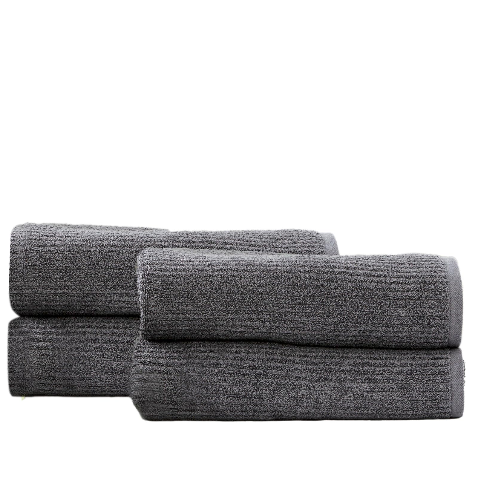 Renee Taylor 2pc Bath Sheet/Towel Set Cobblestone 650 GSM Cotton Ribbed Granite