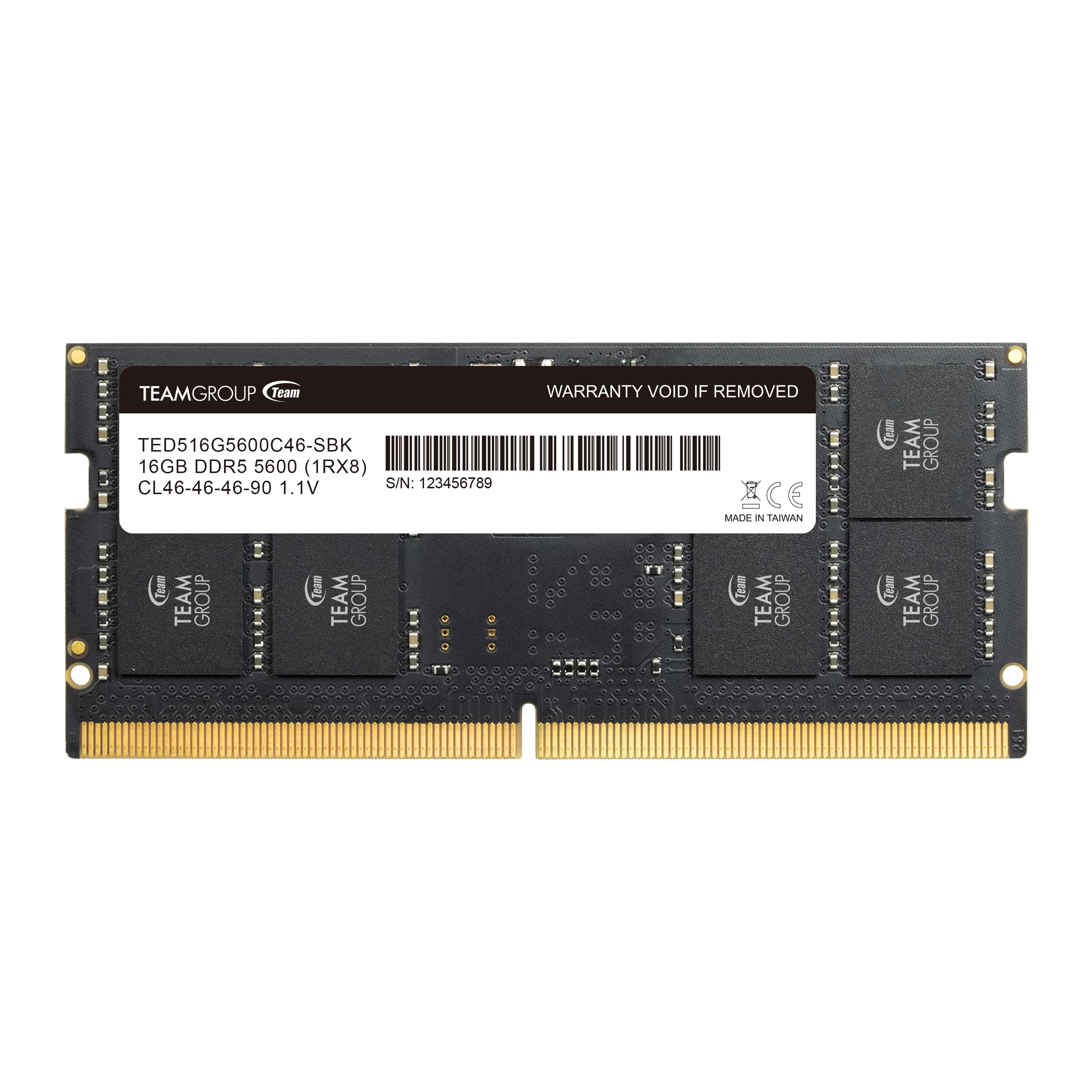 Team Group Elite 16GB DDR5-5600 On-Die ECC SODIMM Memory - Black