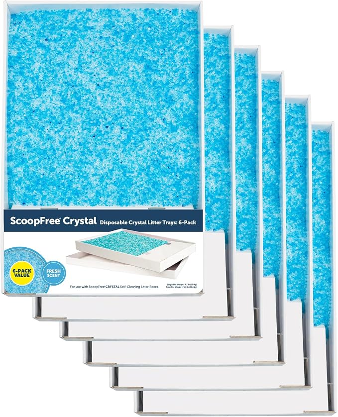 PetSafe ScoopFree Self-cleaning Cat Litter Box Tray Refills - Non-Clumping Crystal Cat Litter - 6-Pack Original